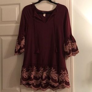 Cute floral maroon dress